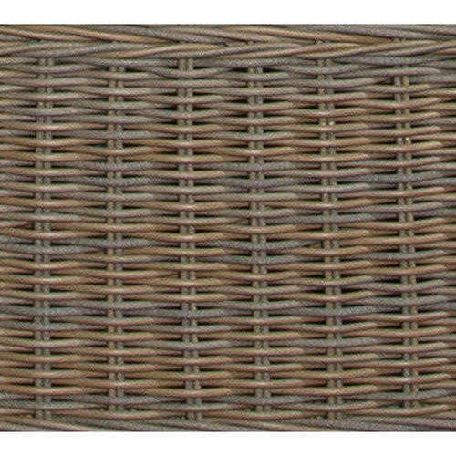 round ottoman brown wicker white cushion