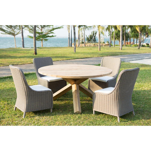 teak natural round dining table