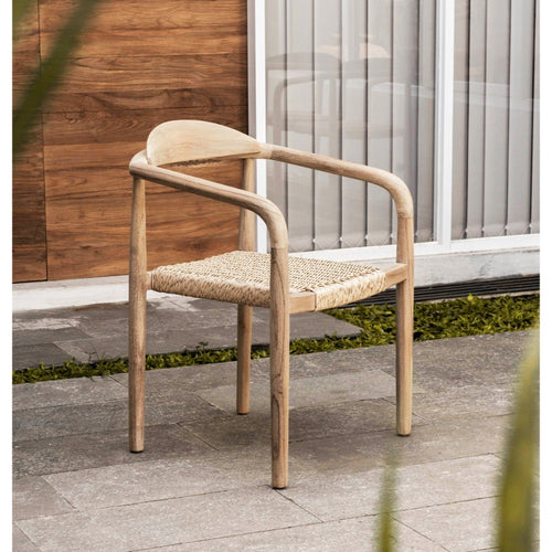 outdoor dining chair woven framed light natural modern