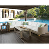 armless chair two white cushions brown Kubu weave all-weather wicker Padma's Plantation