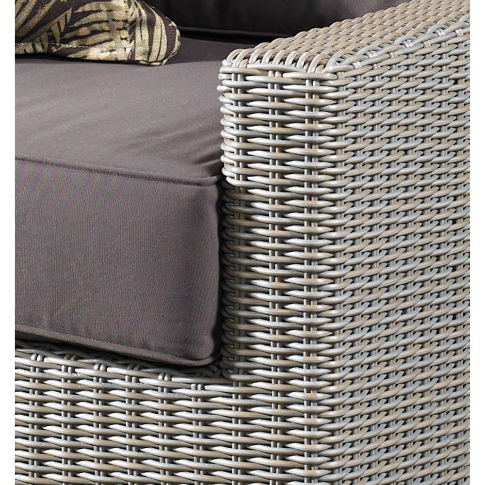 lounge arm chair white loose cushions Kubu weave all-weather wicker brown Padma's Plantation