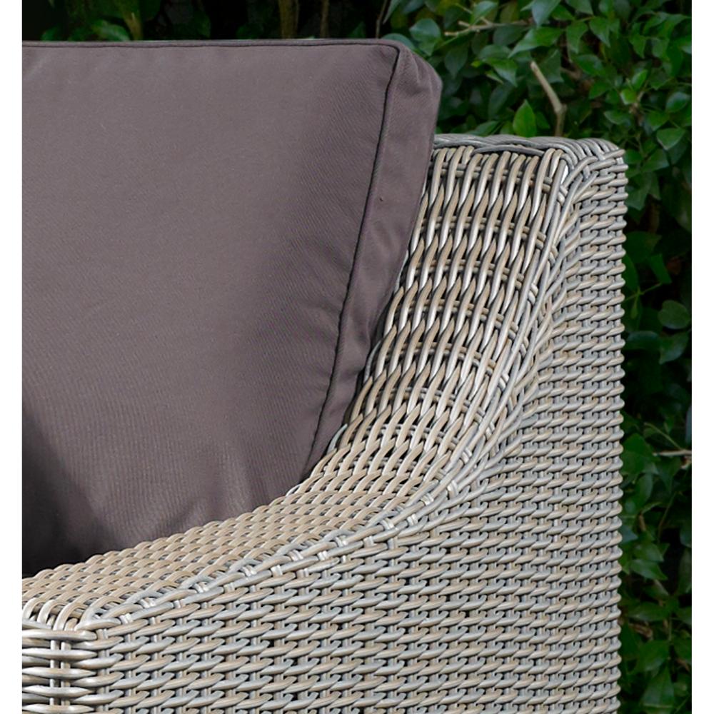 lounge arm chair white loose cushions Kubu weave all-weather wicker brown Padma's Plantation