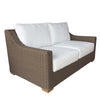 two cushion love seat white loose cushions Kubu weave all-weather wicker brown Padma's Plantation