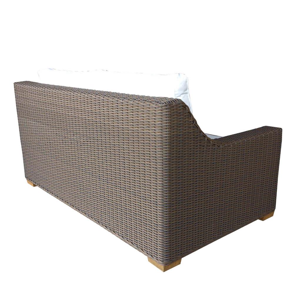 two cushion love seat white loose cushions Kubu weave all-weather wicker brown Padma's Plantation
