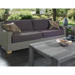 two cushion sofa white loose cushions Kubu weave all-weather wicker brown Padma's Plantation