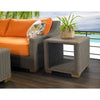 outdoor all-weather gray wicker side end cube table aluminum frame teak feet lower shelf