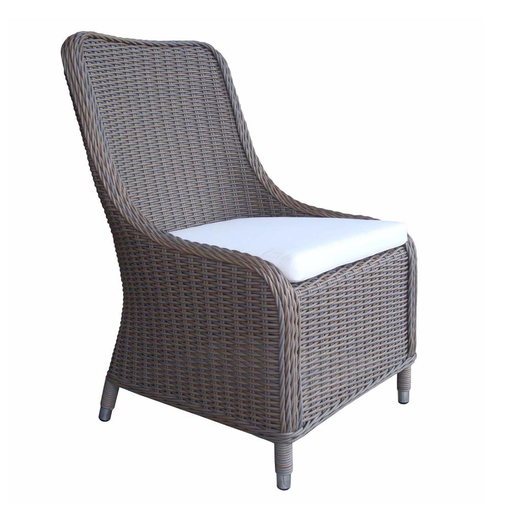 chair gray wicker woven four feet cushion white outdoors furniture dining