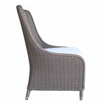 chair gray wicker woven four feet cushion white outdoors furniture dining