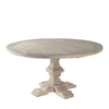 table round wood teak gray natural pedestal carved indoors outdoors dining
