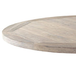 table round wood teak gray natural pedestal carved indoors outdoors dining