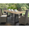 rectangle outdoor dining table reclaimed teak dark iron sled legs