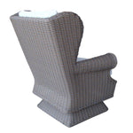 chair swivel rocking gray wicker woven outdoor wing rolled arms cushion white tufted coastal