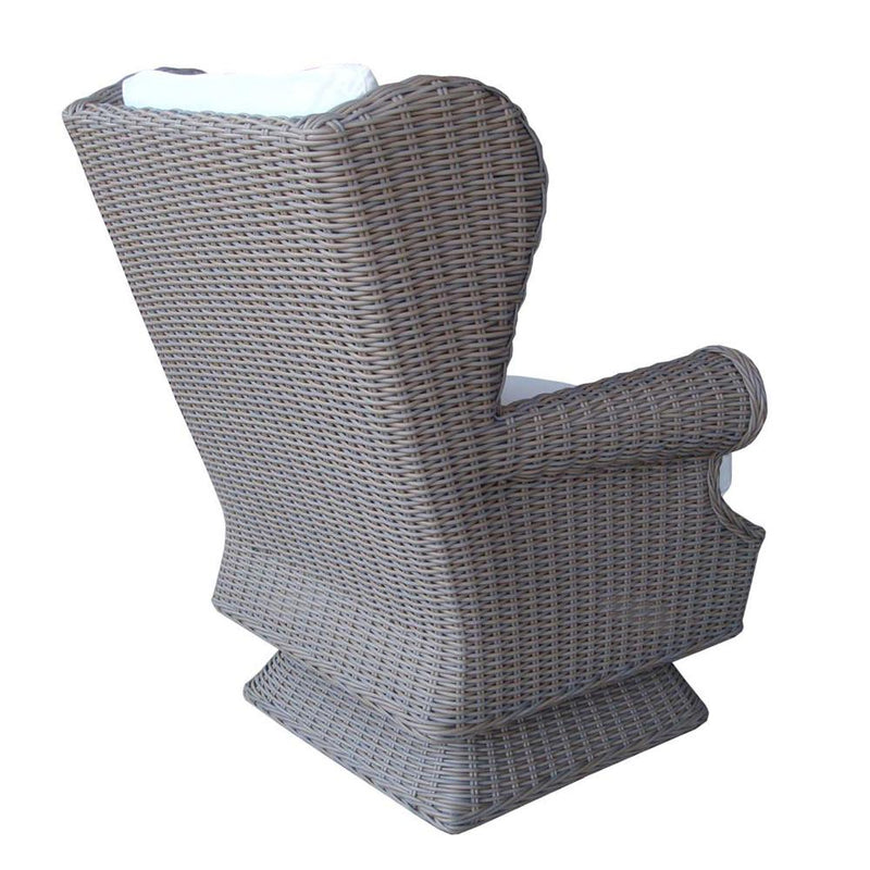 chair swivel rocking gray wicker woven outdoor wing rolled arms cushion white tufted coastal