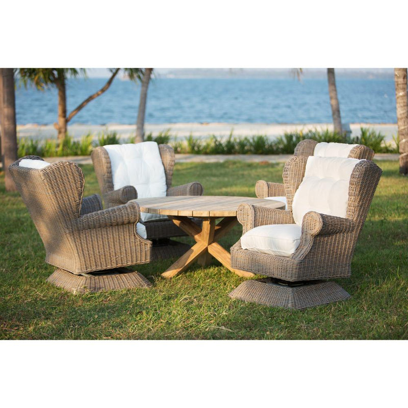 chair swivel rocking gray wicker woven outdoor wing rolled arms cushion white tufted coastal