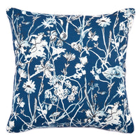 blue indigo botanical square outdoor pillow micro cord