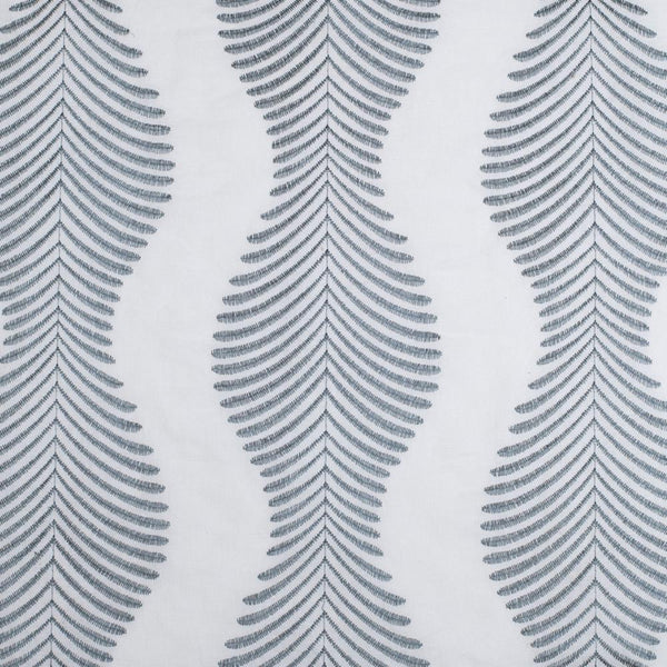 white gray linen blend curtain panels fern like print