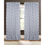 white gray linen blend curtain panels fern like print