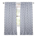 white gray linen blend curtain panels fern like print