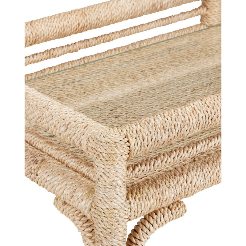bar cart 2 shelves glass rope wrapped frame casters