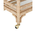 bar cart 2 shelves glass rope wrapped frame casters