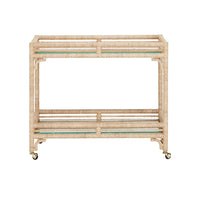 bar cart 2 shelves glass rope wrapped frame casters