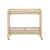 bar cart 2 shelves glass rope wrapped frame casters
