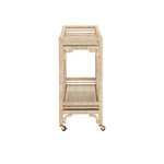 bar cart 2 shelves glass rope wrapped frame casters
