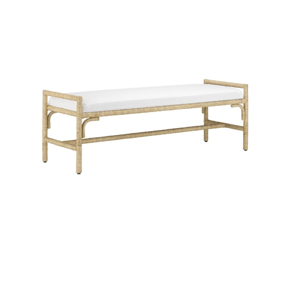 bench white cushion rope wrapped frame