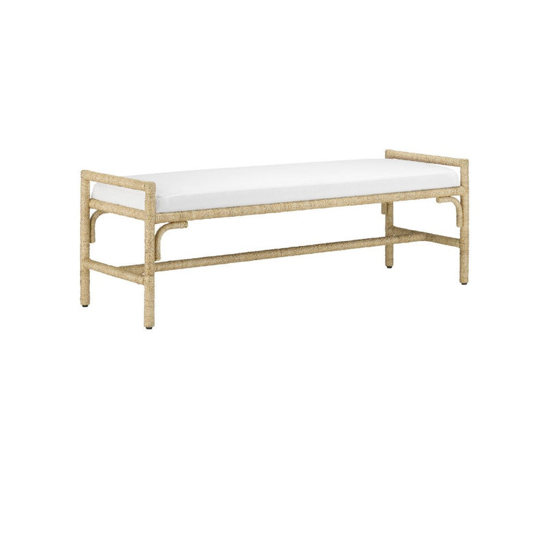 bench white cushion rope wrapped frame