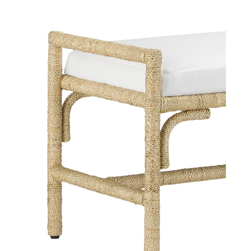 bench white cushion rope wrapped frame