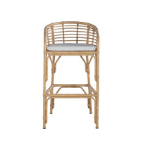 bar stool faux natural bamboo aluminum white cushion