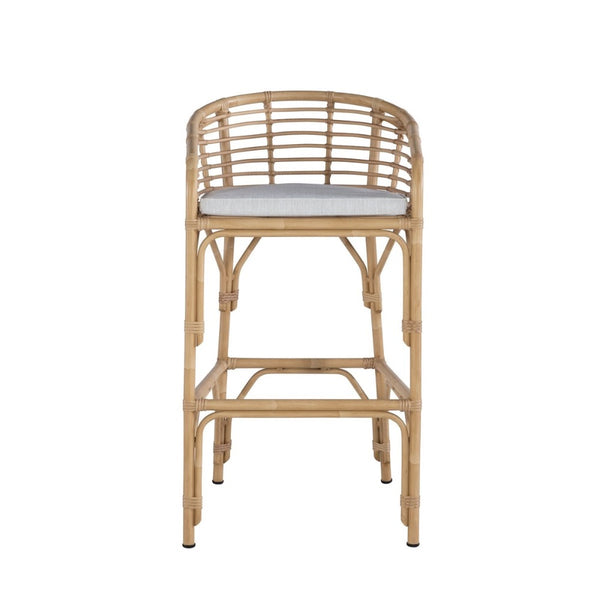 bar stool faux natural bamboo aluminum white cushion