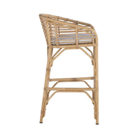 bar stool faux natural bamboo aluminum white cushion