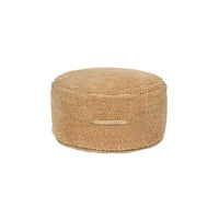 braided handle round floor pouf beige rug pile cotton canvas
