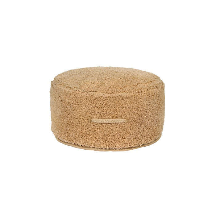 braided handle round floor pouf beige rug pile cotton canvas