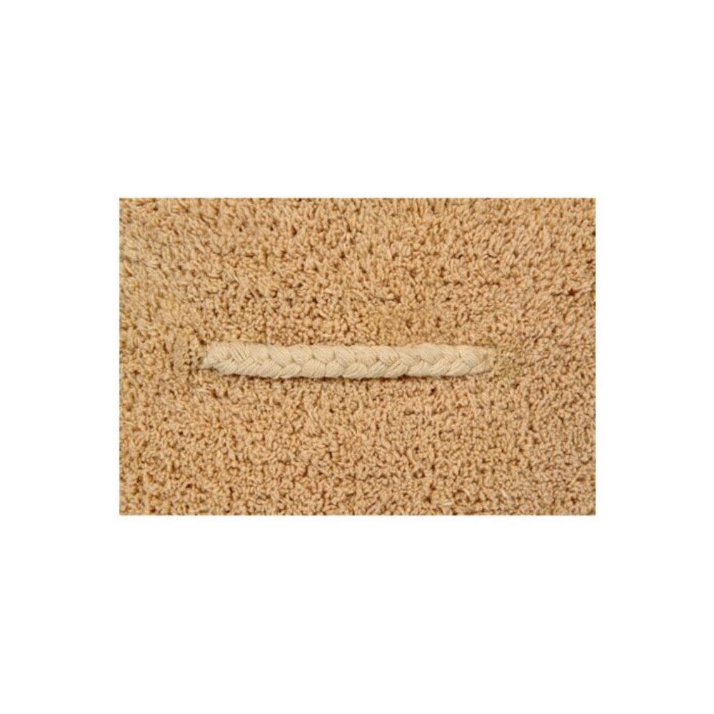 braided handle round floor pouf beige rug pile cotton canvas