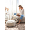 braided handle round floor pouf natural rug pile cotton canvas