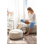 braided handle round floor pouf natural rug pile cotton canvas