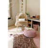 braided handle round floor pouf blush rug pile cotton canvas