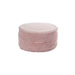 braided handle round floor pouf blush rug pile cotton canvas