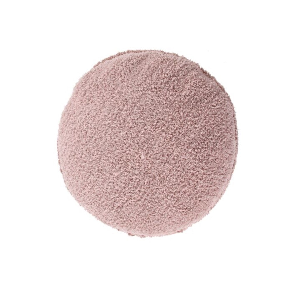 braided handle round floor pouf blush rug pile cotton canvas