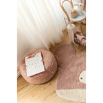 braided handle round floor pouf blush rug pile cotton canvas