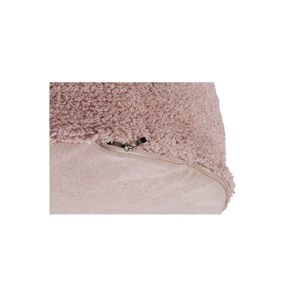 braided handle round floor pouf blush rug pile cotton canvas