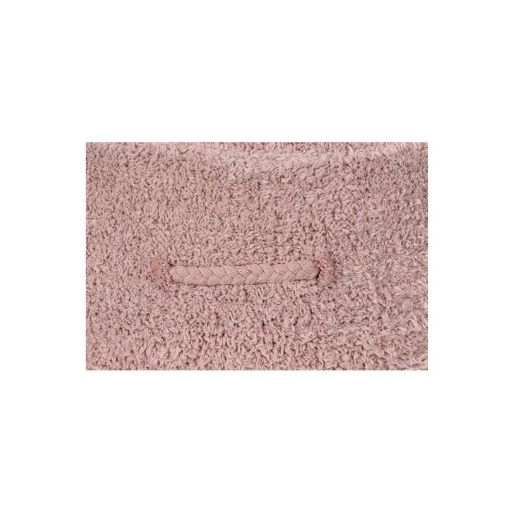 braided handle round floor pouf blush rug pile cotton canvas