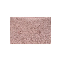 braided handle round floor pouf blush rug pile cotton canvas