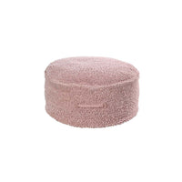 braided handle round floor pouf blush rug pile cotton canvas