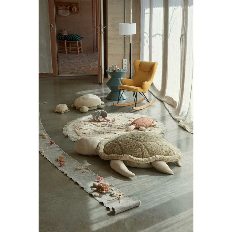 turtle green natural handcrafted woven floor pouf