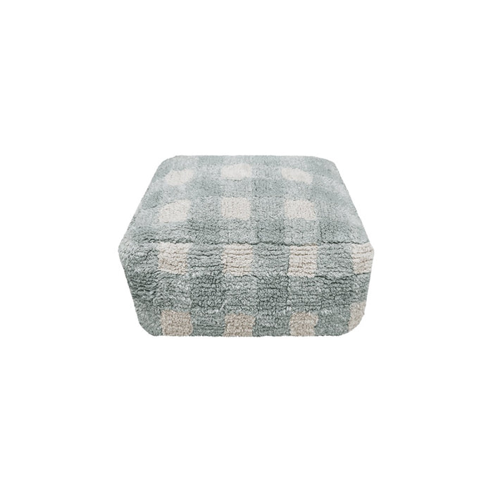 round blue floor pouf cotton