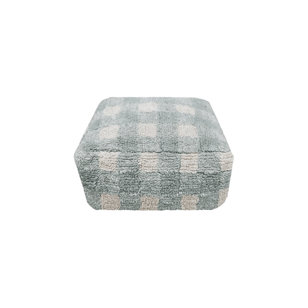 round blue floor pouf cotton