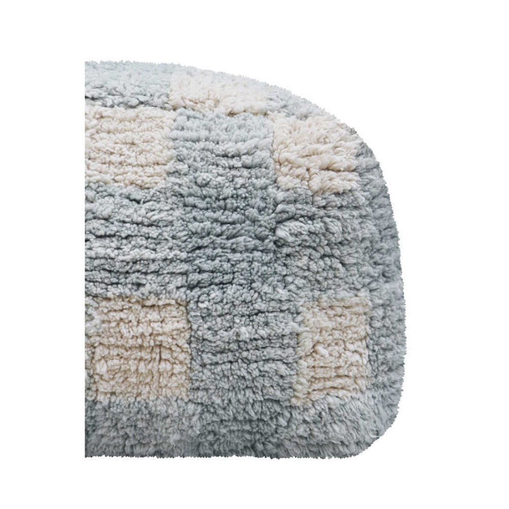 round blue floor pouf cotton